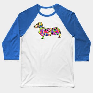 Daschund Mosaic Dots Dog Baseball T-Shirt